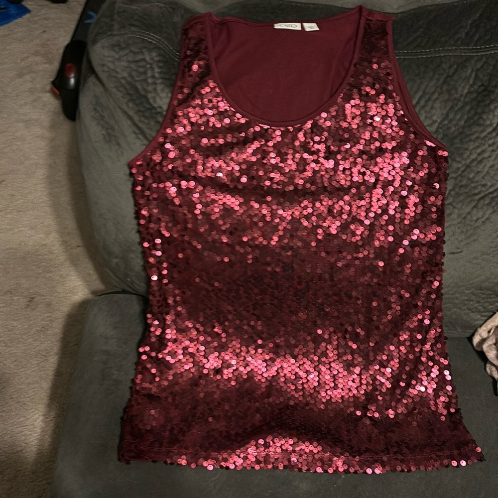 Burgundy shimmer tank top